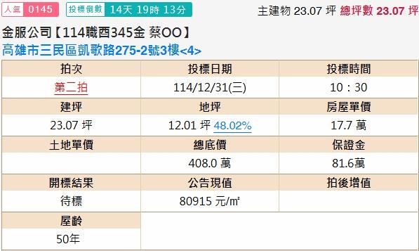高雄三民區法拍公寓-2