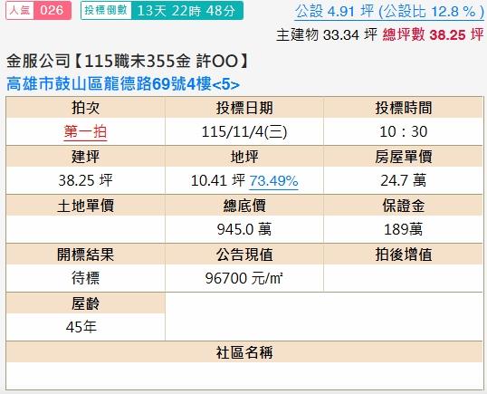 高雄鼓山公寓法拍-2